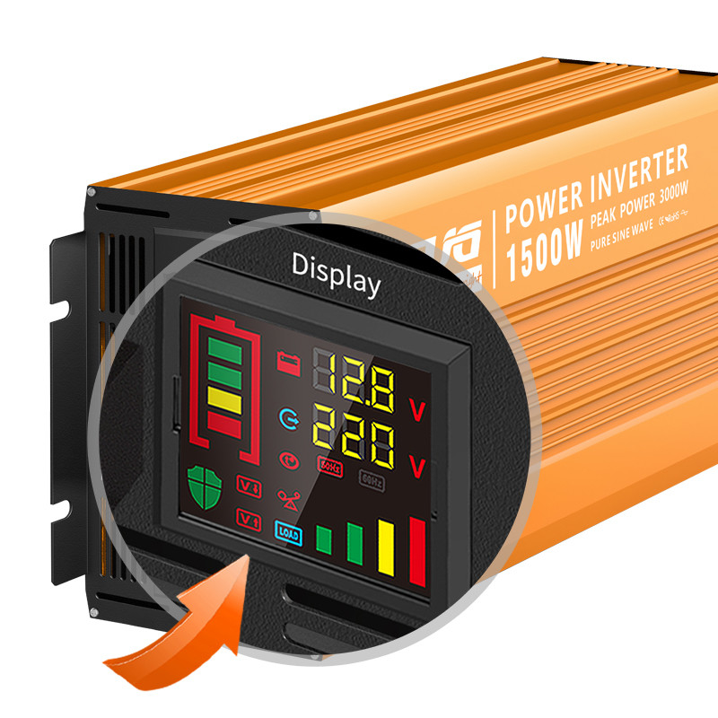 Portable Power Inverter 1500W Dc 12v To Ac 110v 60Hz Pure Sine Wave Inverter  High Frequency
